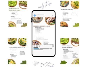 Delicious Healthy Recipe Collection | Easy Meal Prep Guide for Beginners | Simple Nutrition Plan | Daily Food Journal | Digital PDF Access