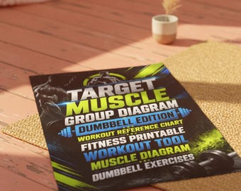 Dumbbell workout tracker printable, muscle group guide, daily download
