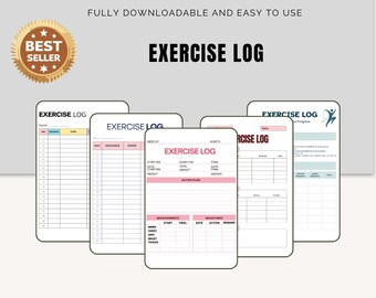 Fitness Training Journal: Exercise Log, Progress Tracker (PDF, PNG)