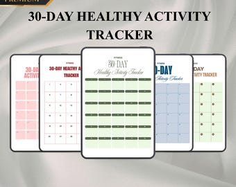 Registro de actividad saludable de 30 días PNG PDF Desafío mensual de bienestar Registro de hábitos de fitness Mapa de objetivos de movimiento diario Registro diario de éxito en el estilo de vida