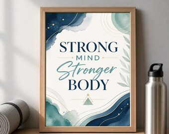 Fitness Affirmation Print, Boho Wellness Wall Art, Motivational Quote (Digital Download)