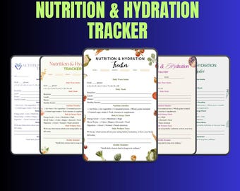 Registro de nutrición e hidratación: Registro diario de alimentos, tabla de ingesta de agua (descarga digital)