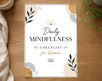 Daily Mindfulness Checklist for Women, Mental Wellness Tracker (Digital Download)