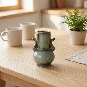 Mini vase en céramique verte vase à fleurs rétro ornement de table hydroponique décor de salon de style chinois