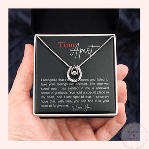 Entschuldigung Geschenk für Sie Time Apart Nachricht Karte | Lucky in Love Halskette Tut mir leid