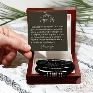 Apology Gift for Him | Please Forgive Me Message Card | Love Forever Bracelet