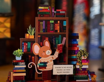 Gepersonaliseerd Niet zoiets als te veel boeken Desk Companion - Bookish Reader Gift, TBR-pop-outkaart