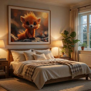 Little Fox Illustration Red Fox Poster Nursery Decor Instant Download Wall Art 5920 x 4186 PX Quality