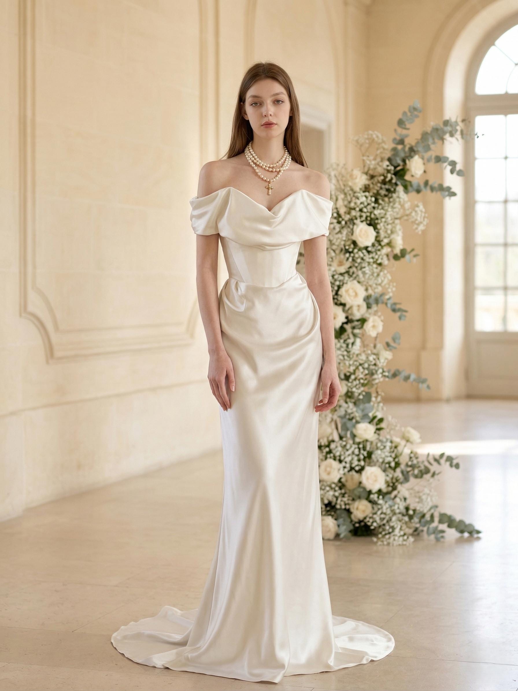 Bridal Dress With Cowl off White - Etsy