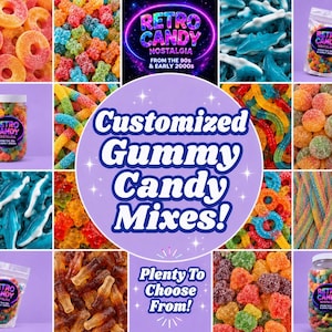 Mezcla personalizada de caramelos de goma, gomitas agridulces, frambuesa azul, cintas ácidas, frutales
