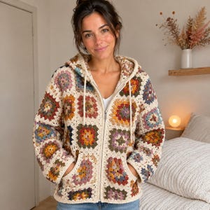 Crochet Cardigan Sweater Hood Sizes Pattern | Digital PDF | Wearable Handmade Project | Beginner Friendly Pattern | Step By Step Guide