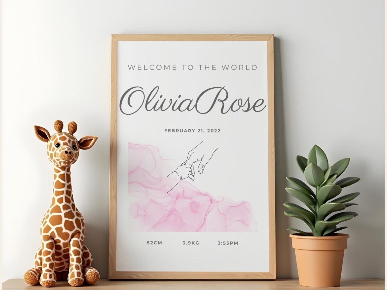 Personalised Baby Birth Print, Nursery Wall Art, Birth Stats Print ...