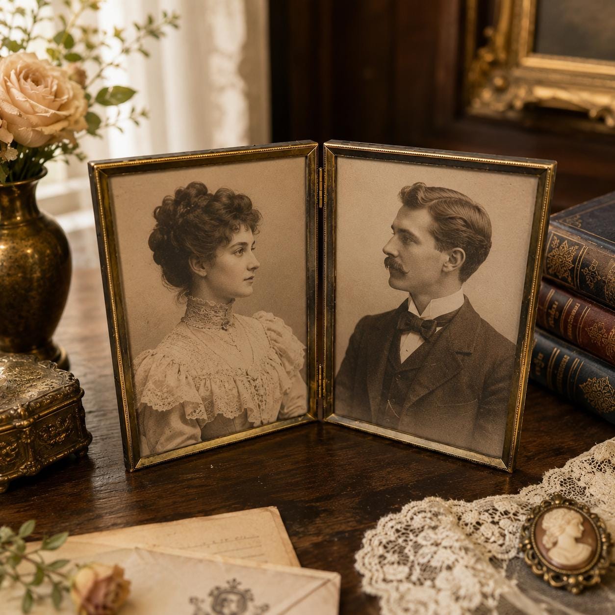 Vintage Double Picture Frame - Etsy