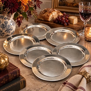 Vintage Oneida Silver Plated Plates Set of 6, 6 Inch Small Dessert Bread Plates, Silver Tableware, Holiday Entertaining