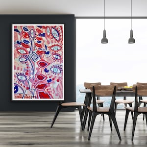 Original 60&quot; X 40&quot; abstract painting fine art acrylic urban modern street art canvas by Chris Riggs