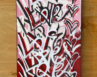 ORIGINAL Valentines love contemporary fine Valentine's Day art acrylic urban word modern peace pop art painting From ChrisRiggsArtGallery