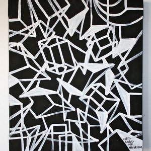 ORIGINAL abstract painting contemporary minimalism black and white modern cubism fine art pop art painting