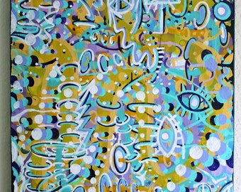 ORIGINAL abstract large contemporary pop art fine art street art colorful urban modern cubism painting