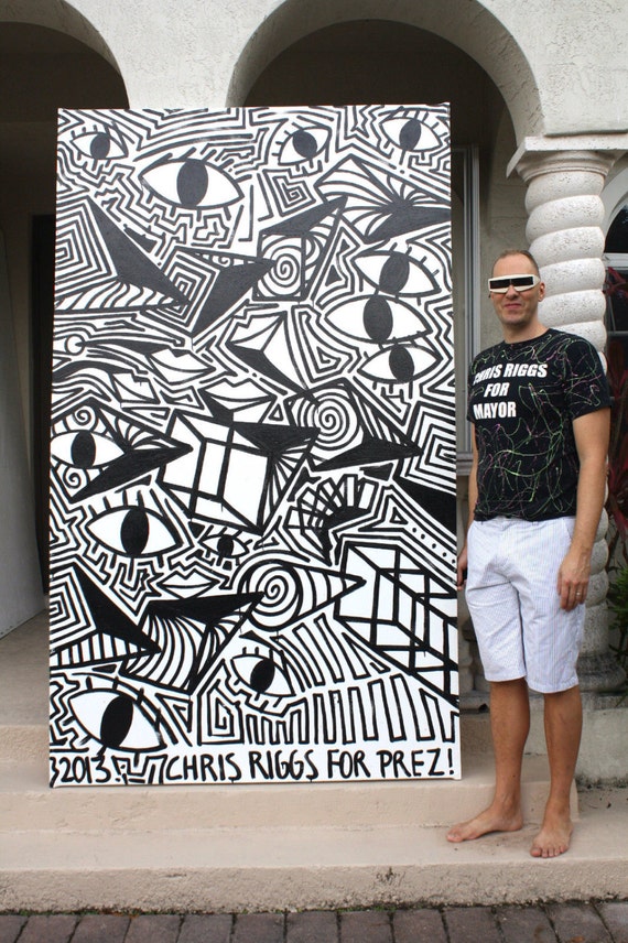 FREE SHIPPING Original Cubism Black and White Abstract Masterpiece
