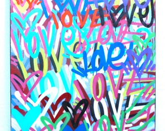 カラフルなポップアート作品 'Love' love-pop-art-bright-comic-600w