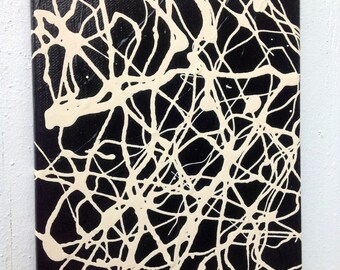 ORIGINAL abstract expressionism contemporary black and white painting fine art acrylic urban modern Jackson Pollock style by Chris Rigg