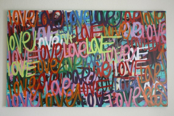 Original Love Art Word Art Modern Contemporary Signed Painting. - Etsy