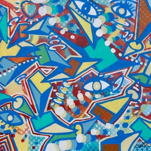 Original 24&quot; x 38&quot; abstract painting fine art acrylic urban modern street art canvas by Chris Riggs