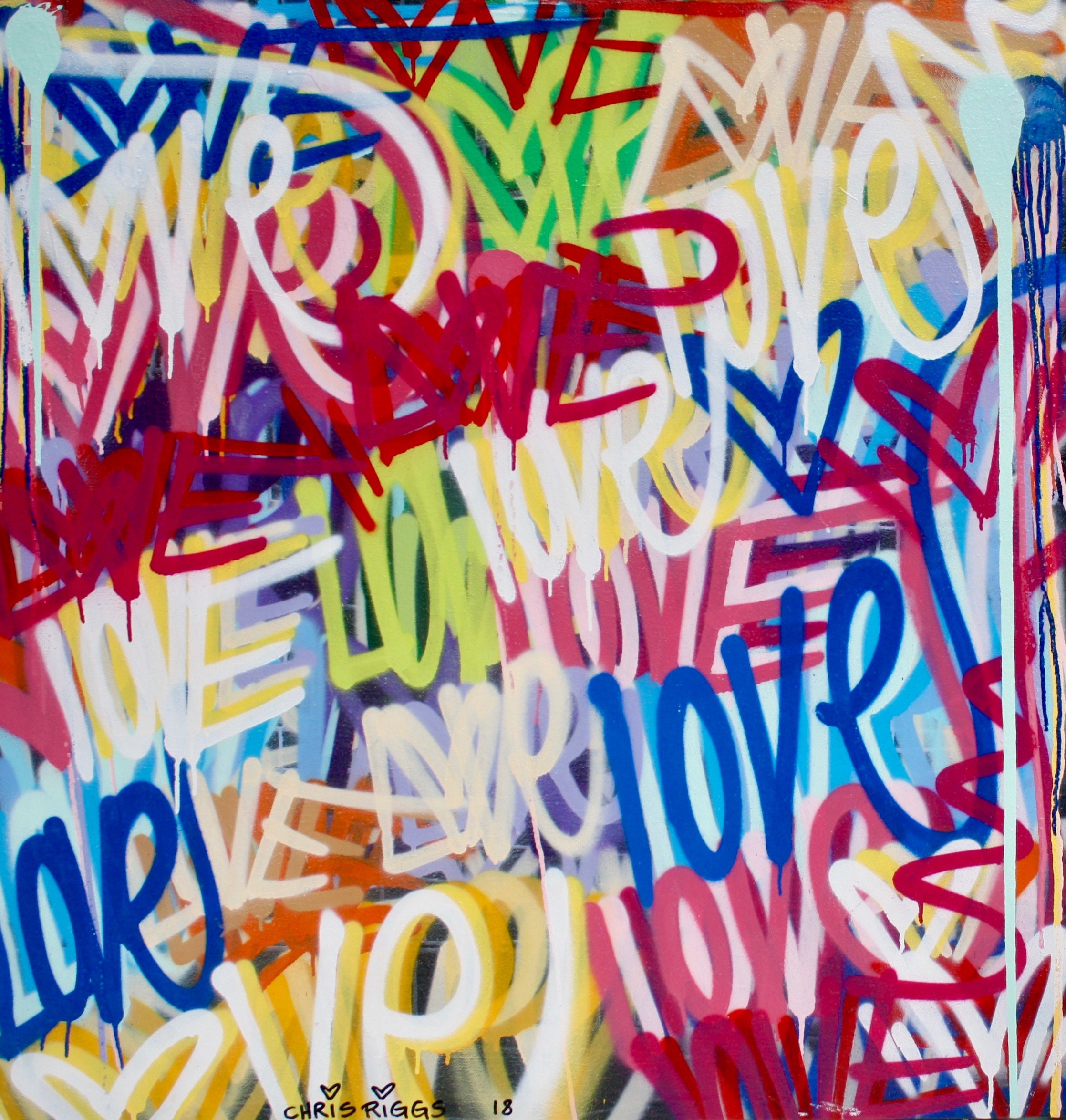 40 X 40 Inches Love Peace Street Art Graffiti Painting