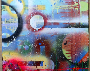 ORIGINAL abstract contemporary pop art fine art spray paint modern cubism painting sculpture mixed media