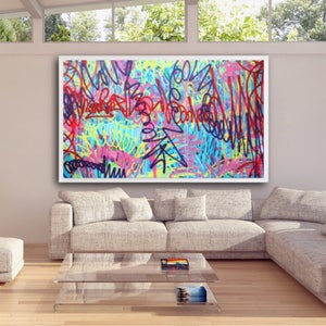 ORIGINAL 96&quot; x 57&quot; museum quality abstract expressionism contemporary painting acrylic urban modern street art graffiti canvas unframed