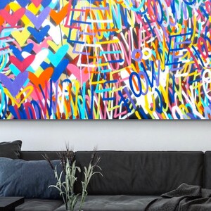 ORIGINAL 120 x 55 inches Valentines day Love painting signed pop art fine art graffiti street art contemporary nyc modern urban colorful image 2