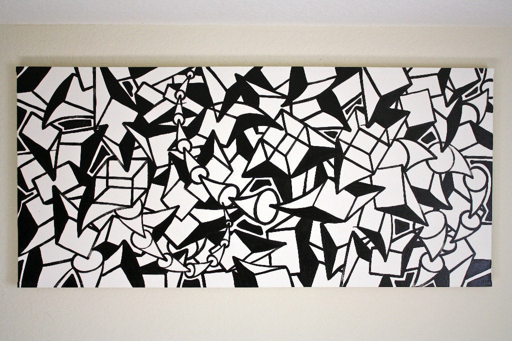 ORIGINAL Black and White Abstract Contemporary Minimalism