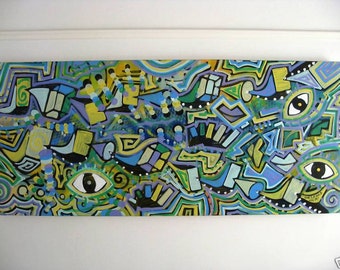 ORIGINAL abstract large contemporary pop art fine art spray paint moderm cubism painting by Chris Riggs