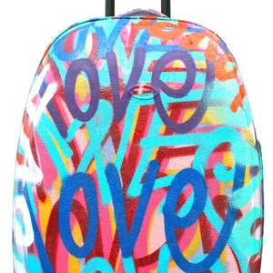 FREE SHIPPING Chris Riggs hand painted suitcase luggage bag one of a kind rare original art graffiti street art NYC image 1