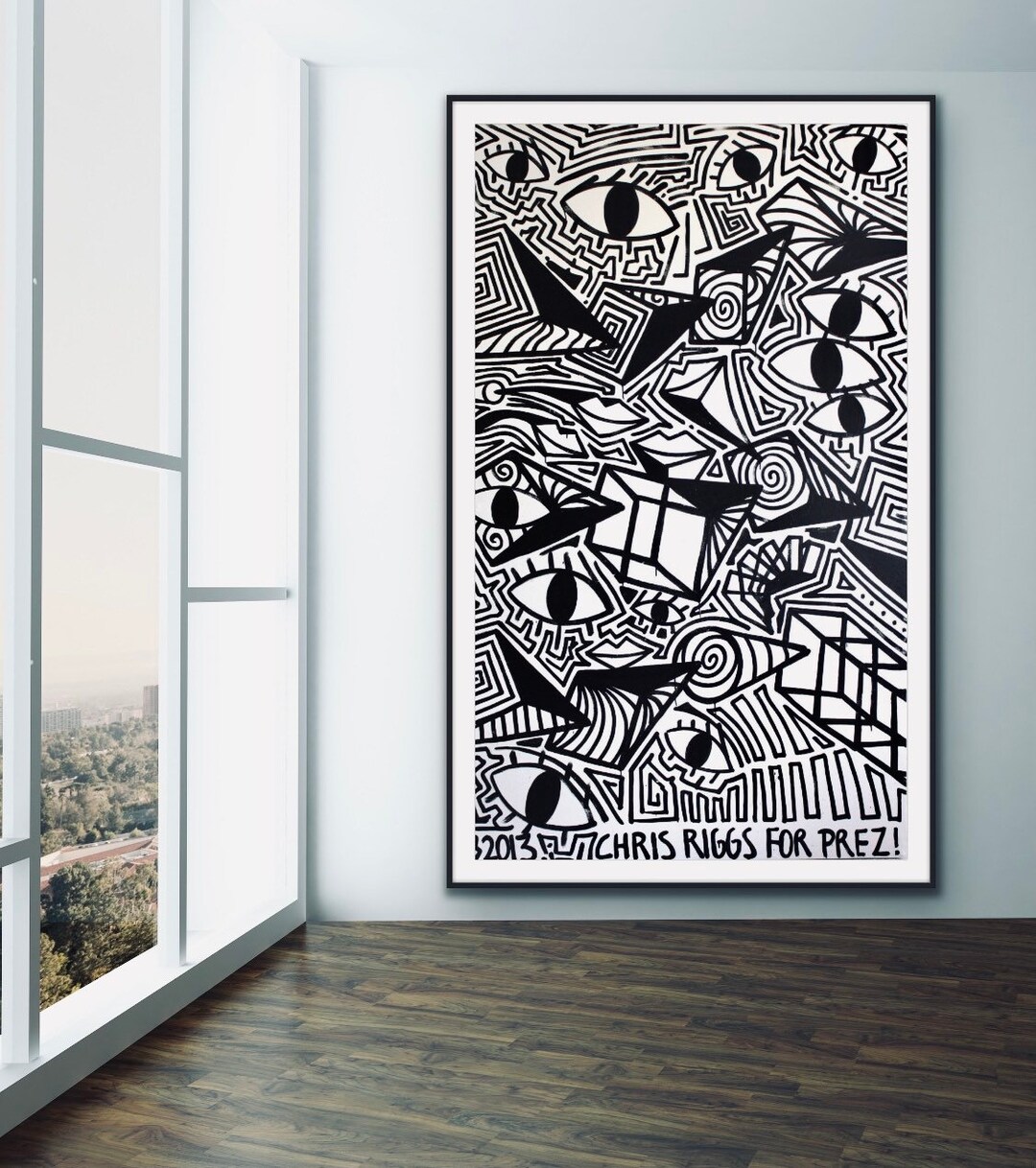 FREE SHIPPING Original Cubism Black and White Abstract Masterpiece