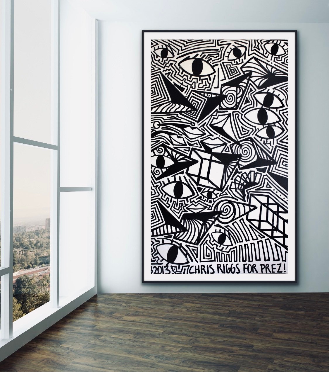 FREE SHIPPING Original Cubism Black and White Abstract Masterpiece