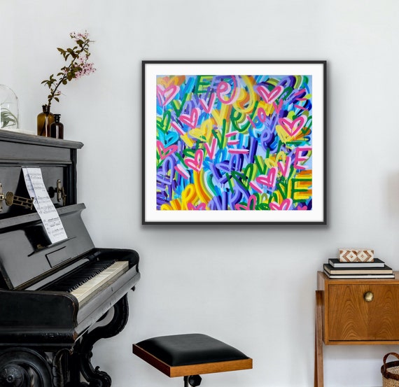 Original 48 X 42 Inches Love Art Word Art Modern Contemporary