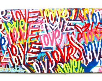 Valentines day street art graffiti abstract love modern art canvas contemporary pop art