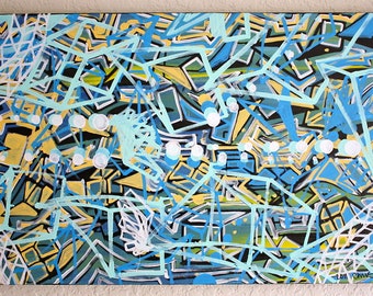 ORIGINAL abstract painting contemporary modern cubism fine art pop art painting