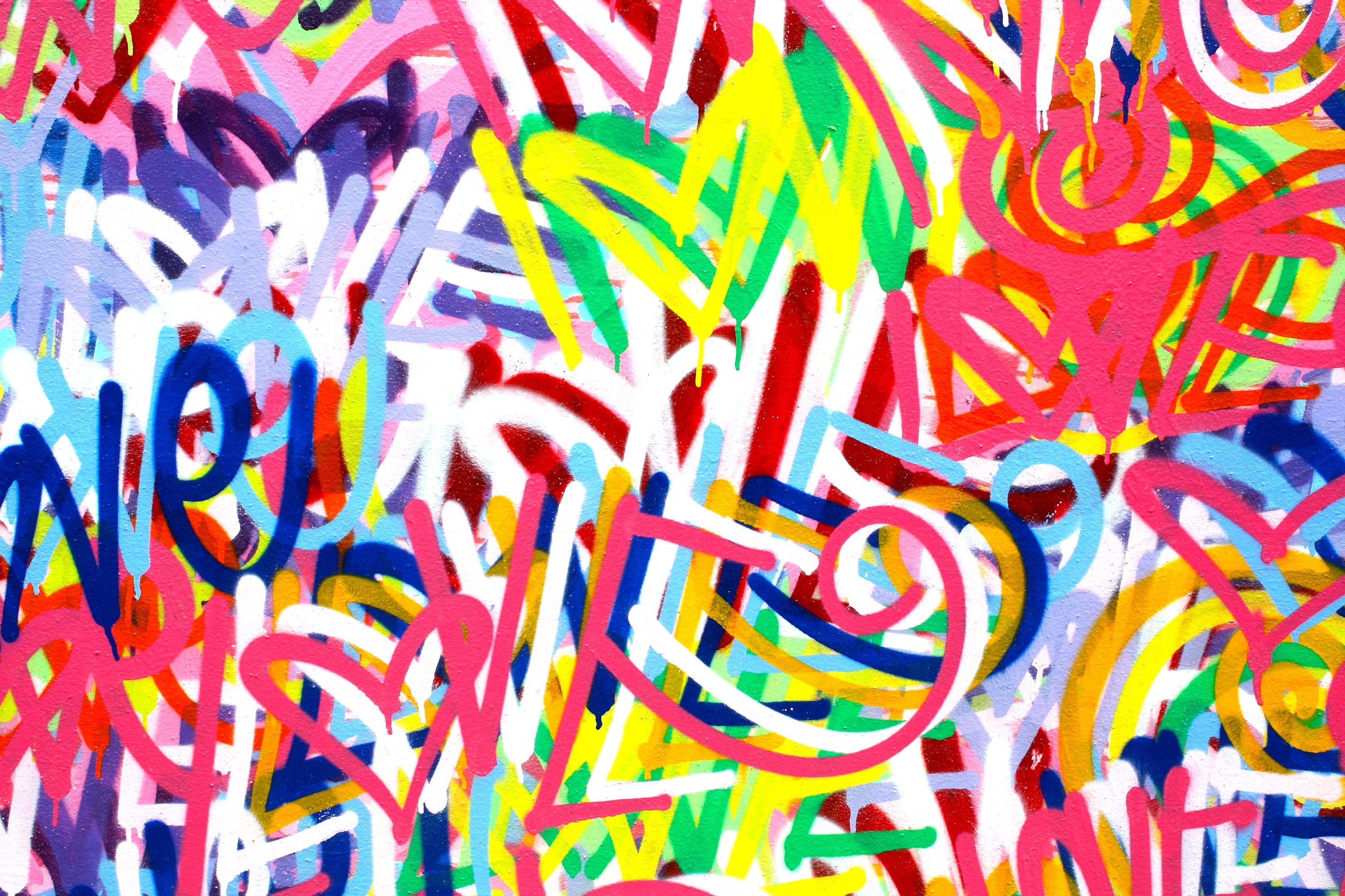 オリジナル 48 x 48 インチ ラブ ピース ストリート アート