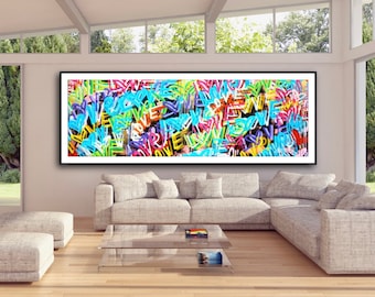 FREE SHIPPING Love 121 x 41 inches peace street art graffiti contemporary modern art pop art spray paint design original style painting art