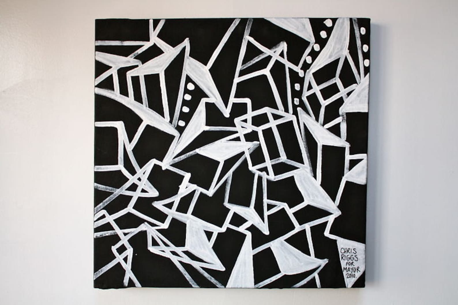Blanco Y Negro Original Minimalismo Contemporáneo Arte Cubismo Etsy