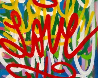 16 x 20 inches Love street art graffiti contemporary free shipping modern art pop art spray paint design original style painting art