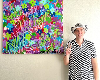 48 x 48 inches love original painting word art modern contemporary urban canvas streetart graffiti pop art spray paint acrylic