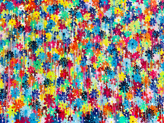 20 x 10 フィートの花ストリートアートグラフィティ絵画現代