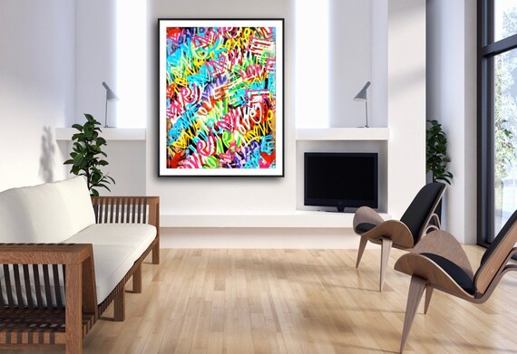 Original 56 X 72 Inches Love Peace Street Art Graffiti