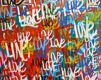 ORIGINAL large surrealism abstract street art urban pop art spray paint word painting