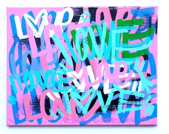 ORIGINAL Love Valentine's day painting contemporary street art nyc modern colorful acrylic pop art free shipping