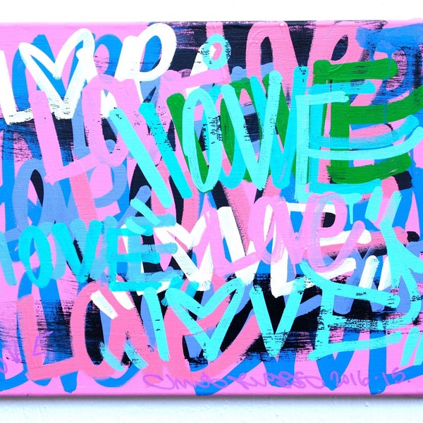 ORIGINAL Love Valentine's day painting contemporary street art nyc modern colorful acrylic pop art free shipping