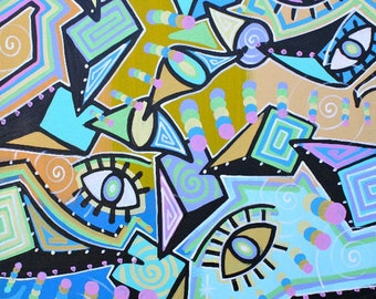 ORIGINAL large surrealism abstract street art urban pop art painting